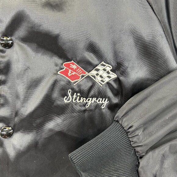 Vintage Corvette Stingray Jacket Mens Large Racing Embroidered Lined Windbreaker - Picture 4 of 11